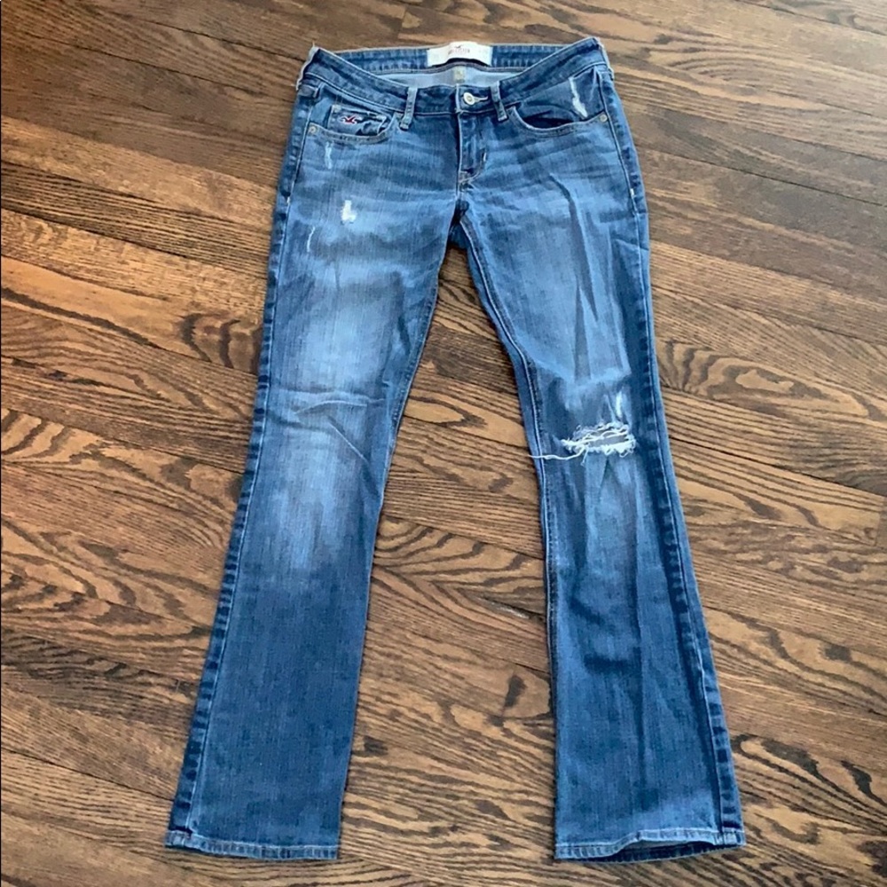 Hollister distressed boot cut jeans